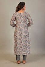 Load image into Gallery viewer, Pure Italian Digital Printed Fabric Black Paisley Silk Blue & Yellow Flower Kurti