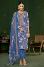 Load image into Gallery viewer, Jaam Satin Digital Print Casual Dress In Blue Color