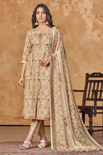 Load image into Gallery viewer, Jaam Satin Digital Print Casual Suit In Light Brown Color