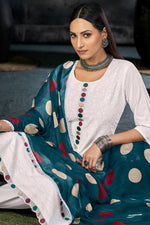 Load image into Gallery viewer, Pure Italian Lawn Lucknowi Embroidery Work Straight Cut Dress In White Color