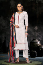 Load image into Gallery viewer, White Pure Italian Lawn Lucknowi Embroidery Work Dress