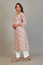 Pure Italian Digital Printed Fabric Peach Kurti