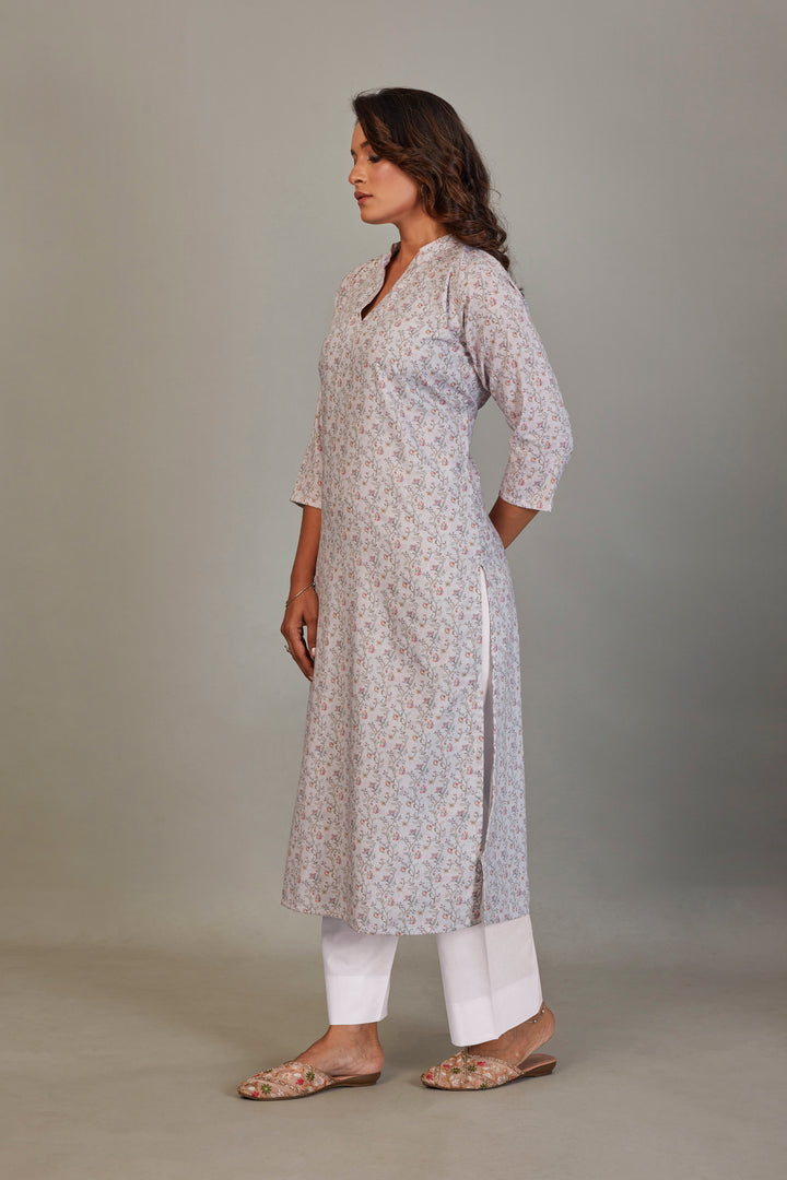 Sukura Digital Printed Fabric Gray Kurti