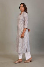Load image into Gallery viewer, Sukura Digital Printed Fabric Gray Kurti
