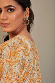 Pure Italian Digital Printed Fabric Mustard Kurti