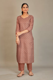 Jaam Satin Digital Printed Fabric Dark Brown Kurti