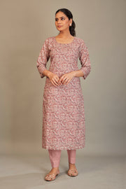 Pure Italian Digital Printed Fabric Mauve Kurti