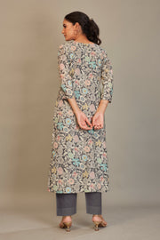 Pure Italian Digital Printed Fabric Black Kurti