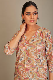 Sunaina Digital Printed Fabric Brown Kurti