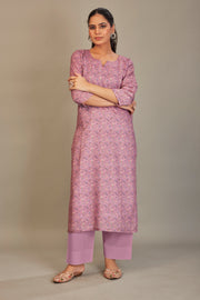 Jaam Satin Digital Printed Fabric Light Purple Kurti