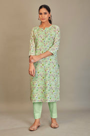 Sukura Digital Printed Fabric Pista Green Kurti