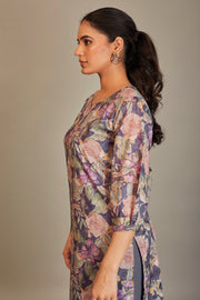 Sunaina Digital Printed Fabric Purple And Pink Flower Kurti