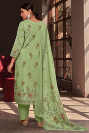 Sea Green Cotton Digital Printed Embroidery Work Salwar Suit