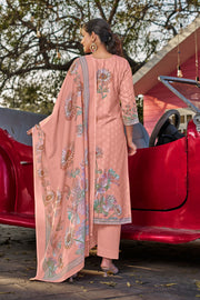 Peach Color Cotton Butti Digital Printed Work Straight Cut Salwar Suit
