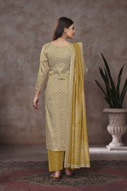 Light Brown Jaam Satin Digital Prints Yock Daman Embroidery Work Salwar Suit