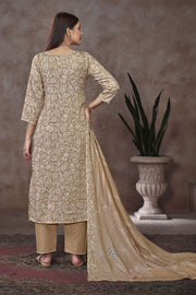 Jaam Satin Digital Print Salwar Suit In Light Brown Color