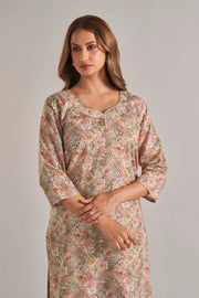 Sunaina Digital Printed Fabric Light Brown Kurti