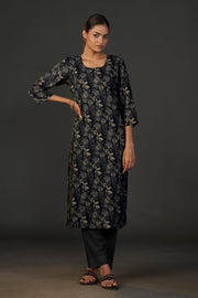 Pure Linen Cotton Digital Ptd Kurti Black Light