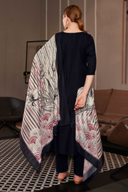 Black Pure Jaam Satin Fancy Embroidery Work Dress