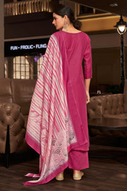 Pink Pure Jaam satin Fancy Embroidery Work Salwar Suit