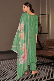 Green Color Pure Jaam satin Fancy Embroidery Work Salwar Suit