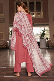 Peach Color Pure Jaam satin Fancy Embroidery Work Straight Cut Suit