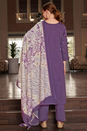 Lavender Color Pure Jaam satin Fancy Embroidery Work Salwar Kameez
