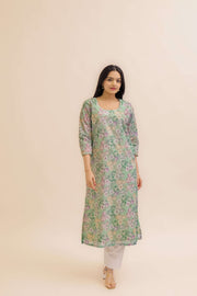 Pure Italian lawn Digital Ptd Kurti Light Green
