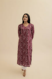 Sunaina Digital Printed Fabric Maroon Top
