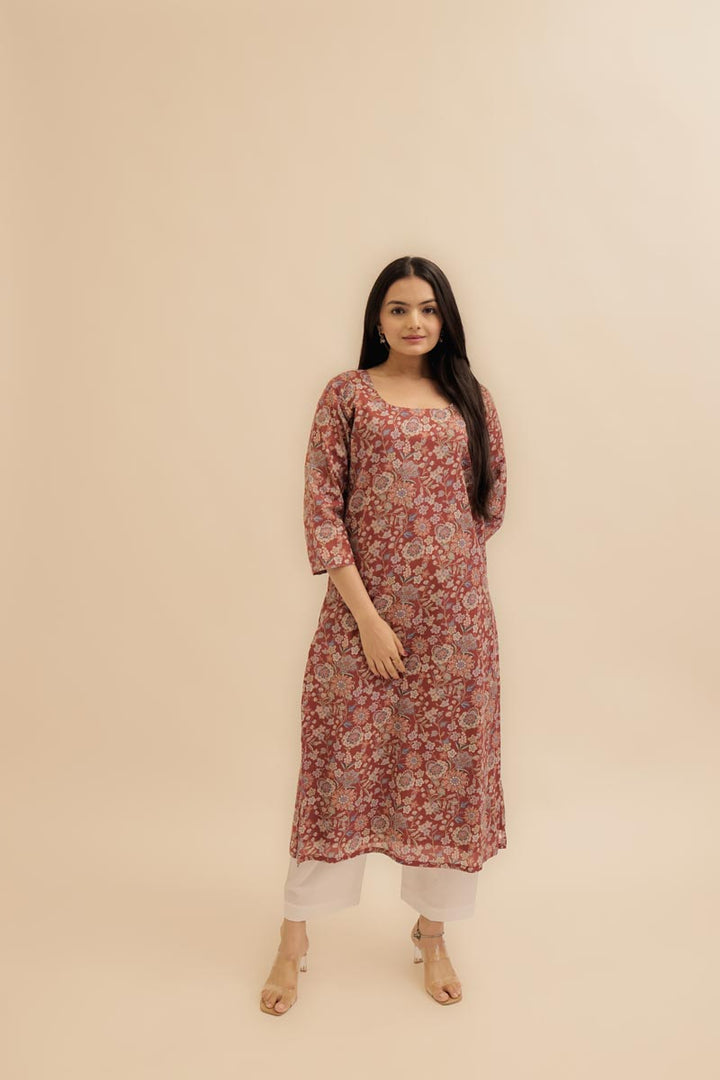 Pure Italian lawn Digital Ptd Kurti Maroon