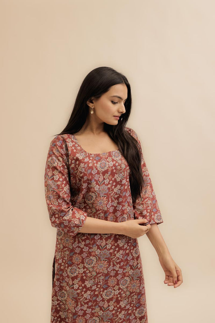 Pure Italian lawn Digital Ptd Kurti Maroon