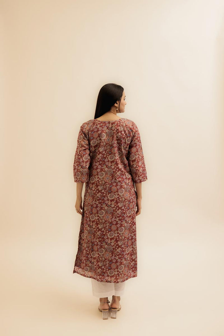 Pure Italian lawn Digital Ptd Kurti Maroon