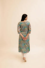 Load image into Gallery viewer, Pure Italian lawn Digital Ptd Kurti Firozi Top
