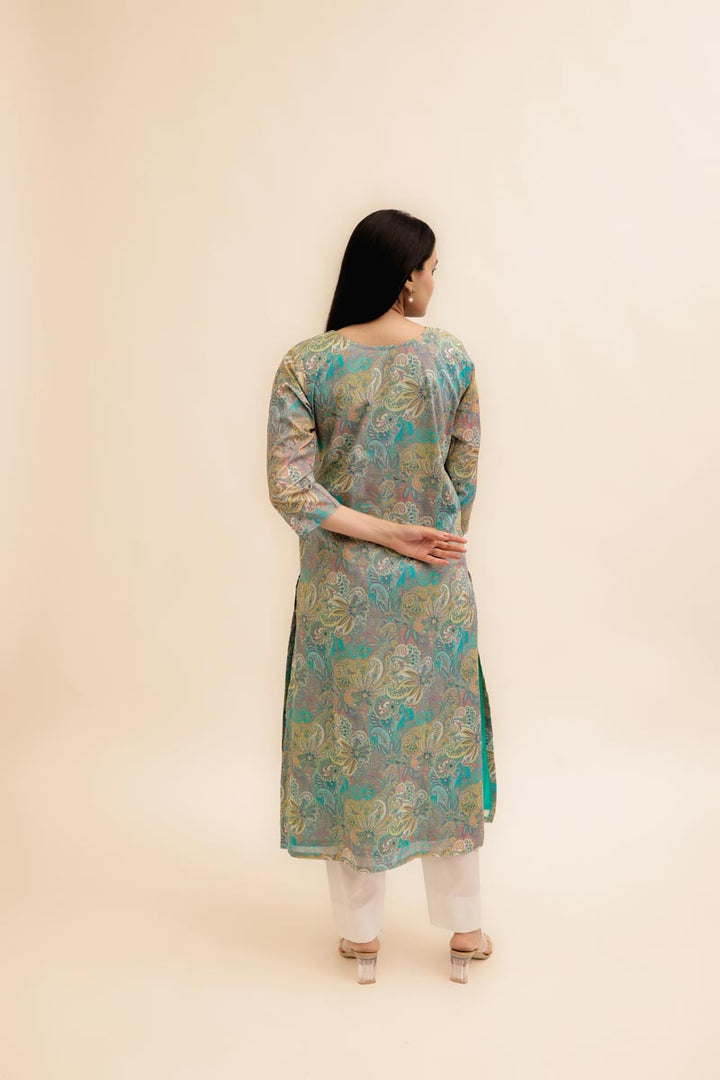Pure Italian lawn Digital Ptd Kurti Firozi Top