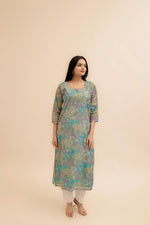 Load image into Gallery viewer, Pure Italian lawn Digital Ptd Kurti Firozi Top
