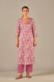 Pure Italian Digital Printed Fabric Purple Kurti