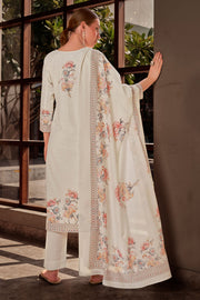 Off White Cotton Digital Printed Embroidery Work salwar suit