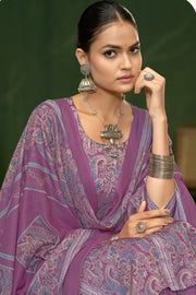 Purple Color Jaam Satin Digital Print Casual Palazzo Salwar Kameez