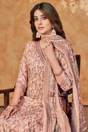 Jaam Satin Digital Print Casual Salwar Suit In Peach Color
