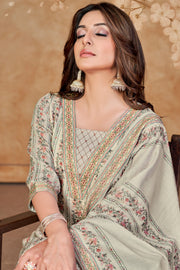 Beige Jaam Satin Digital Print Casual Suit