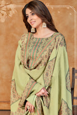 Load image into Gallery viewer, Jaam Satin Digital Print Casual Palazzo Salwar Suit In Olive Color
