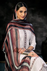 Pure Italian Lawn Lucknowi Embroidery Work Straight Cut White Salwar Kameez