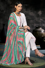 Pure Italian Lawn Lucknowi Embroidery Work White Suit
