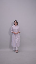 Load and play video in Gallery viewer, Sukura Digital Printed Fabric Gray Kurti

